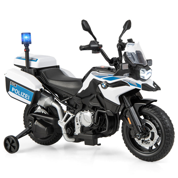 BMW Licensed 12V Kids Ride-On Police Motorcycle - The Perfect White Bike for Adventure Enthusiasts - Ideal Choice for Your Little Crime Fighters