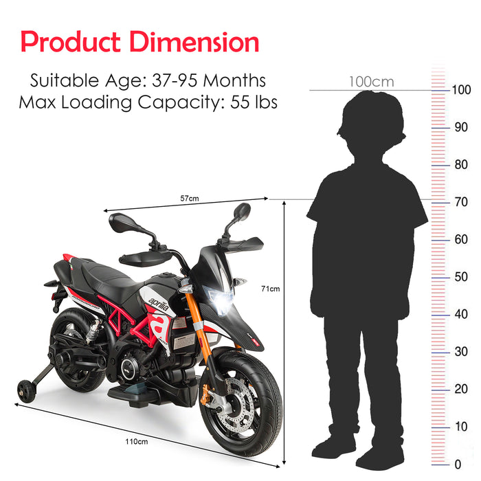 Ride-On Motorcycle for Kids - 12V Battery Powered Toy with Music and LED Light in Red - Perfect for Imaginative Outdoor Play