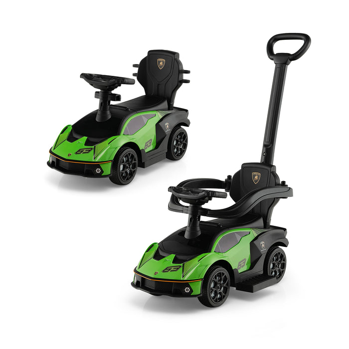 Licensed Lamborghini Kids Ride-on Car - Electric Green Vehicle with Push Handle - Perfect Outdoor Toy for Children's Playtime