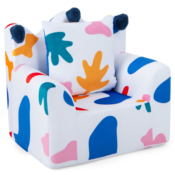 Pink Kids Armchair - Foam Filled Sofa Chair with Extra Padded Pillow - Ideal Comfortable Seating for Children