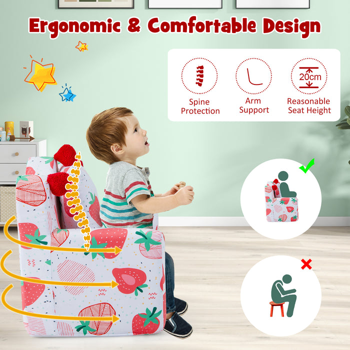 Pink Kids Armchair - Foam Filled Sofa Chair with Extra Padded Pillow - Ideal Comfortable Seating for Children