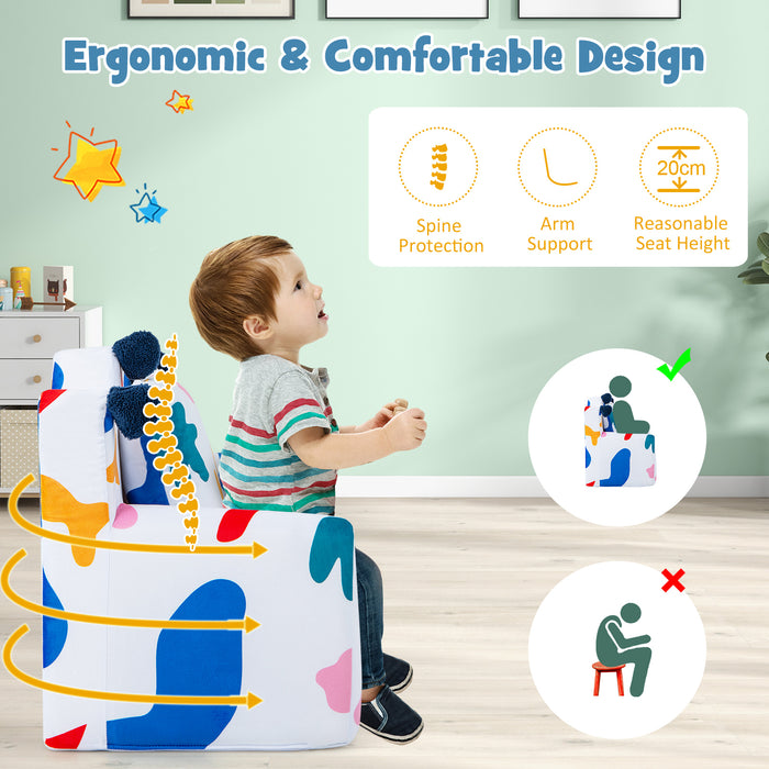 Pink Kids Armchair - Foam Filled Sofa Chair with Extra Padded Pillow - Ideal Comfortable Seating for Children