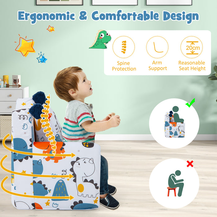 Pink Kids Armchair - Foam Filled Sofa Chair with Extra Padded Pillow - Ideal Comfortable Seating for Children