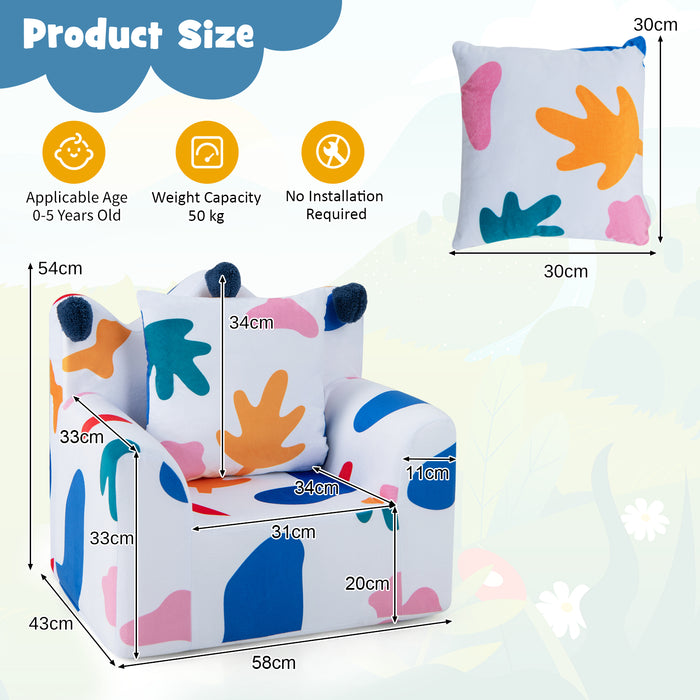 Pink Kids Armchair - Foam Filled Sofa Chair with Extra Padded Pillow - Ideal Comfortable Seating for Children