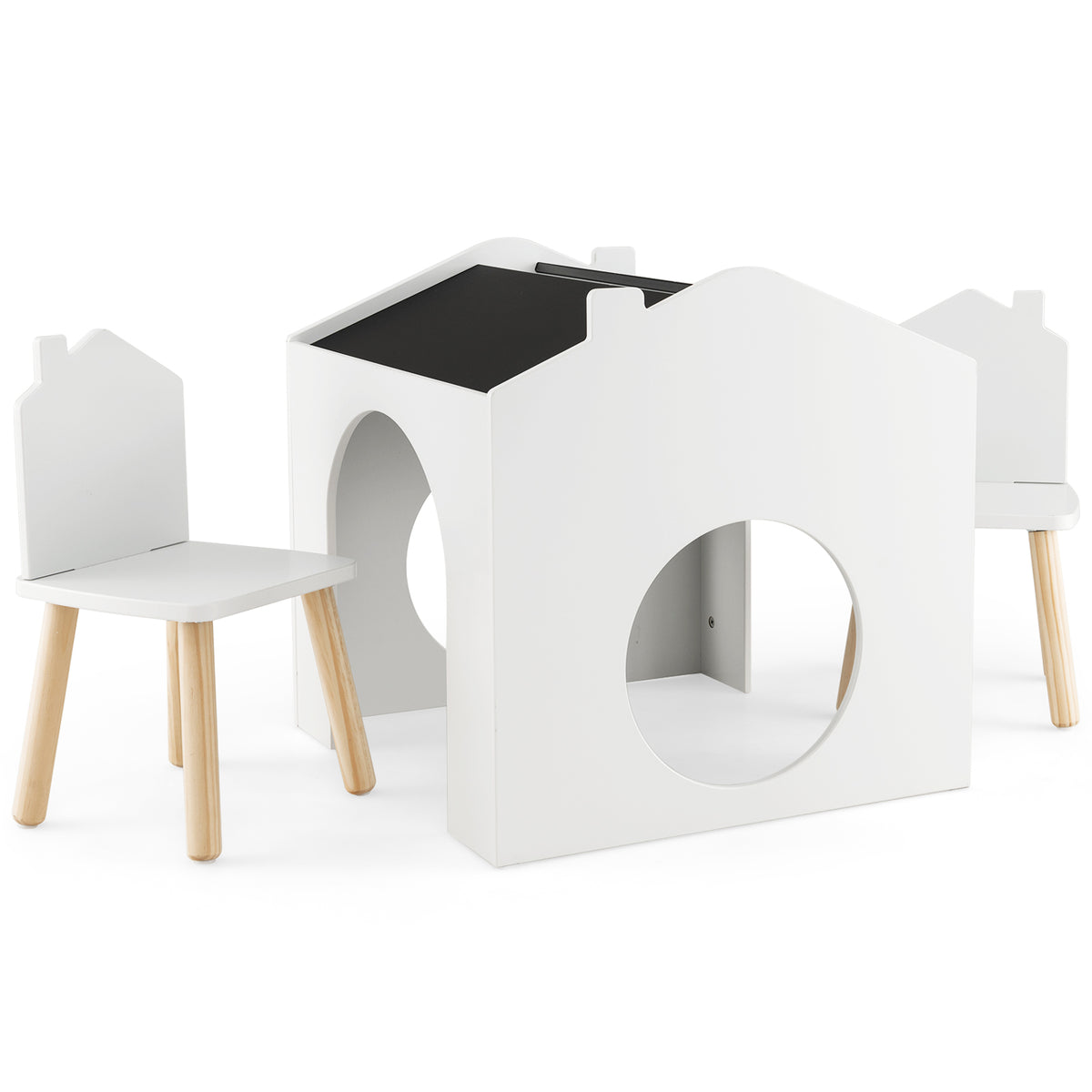 Wooden Kids Table and Chair Set - 3 Pieces with Chalkboards - Ideal for Creative Children's Activities