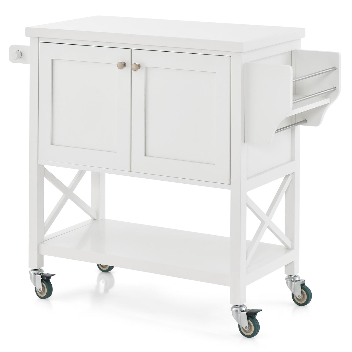 Wooden Kitchen Cart - Multi-functional with Storage Cabinet, Towel and Spice Rack - Perfect Space-Saving Solution for Small Kitchens