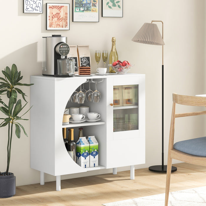 Kitchen Sideboard - Featuring Built-In Glasses Holder - Ideal For Home Bar Or Dining Room Storage