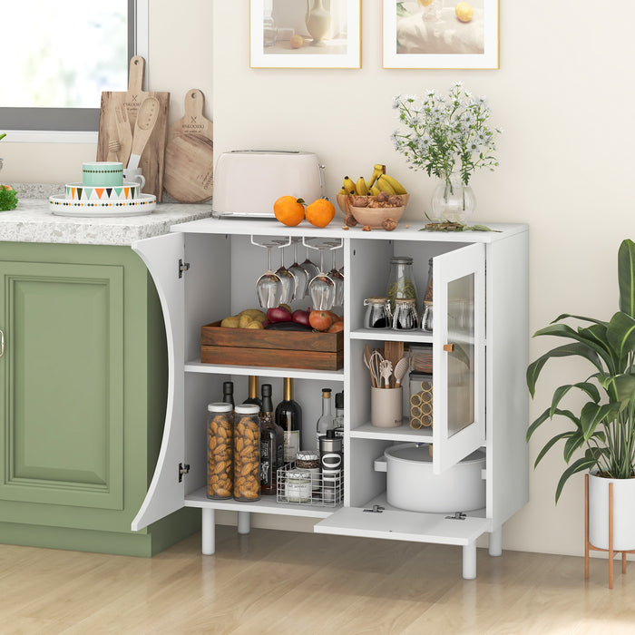 Kitchen Sideboard - Featuring Built-In Glasses Holder - Ideal For Home Bar Or Dining Room Storage