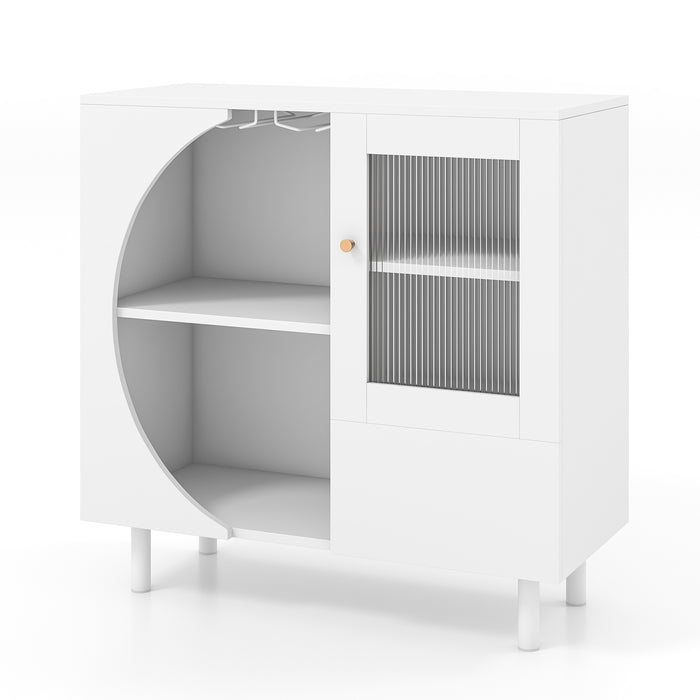 Kitchen Sideboard - Featuring Built-In Glasses Holder - Ideal For Home Bar Or Dining Room Storage