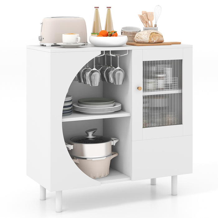 Kitchen Sideboard - Featuring Built-In Glasses Holder - Ideal For Home Bar Or Dining Room Storage