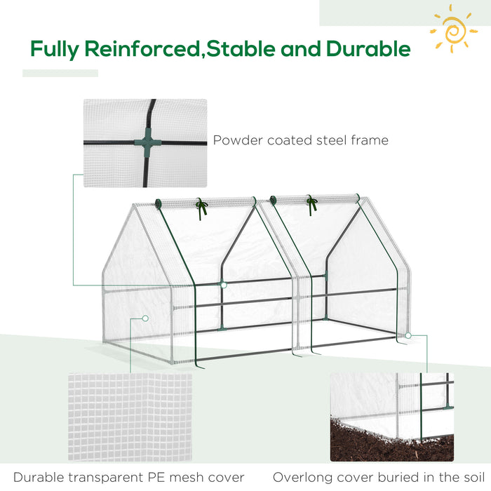 Compact Greenhouse Kit with Durable Steel Frame and PE Cover - 180x90x90 cm Portable Garden Poly Tunnel with Roll-Up Zippered Door - Ideal for Plant Growth and Vegetable Protection