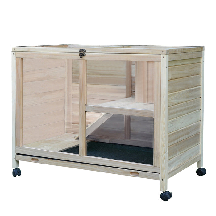 Solid Wood Hutches for Guinea Pigs - Indoor Pet House with Water-Resistant Finish and Ramp - Ideal for Small Animals' Comfort and Safety