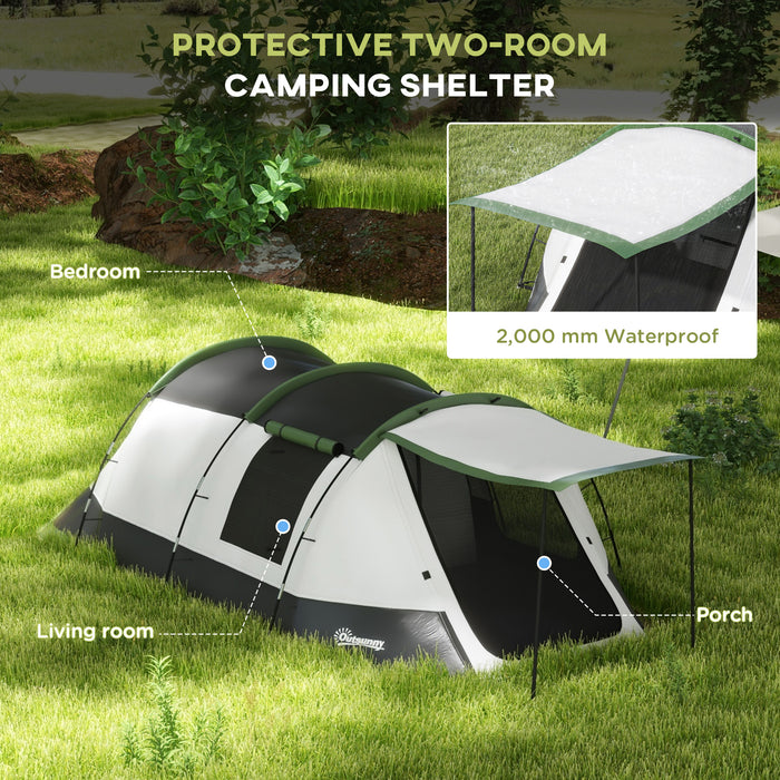 Family Tunnel Tent for 3-4 People - 2000mm Waterproof Outdoor Shelter, Includes Portable Bag - Ideal for Camping and Hiking Adventures