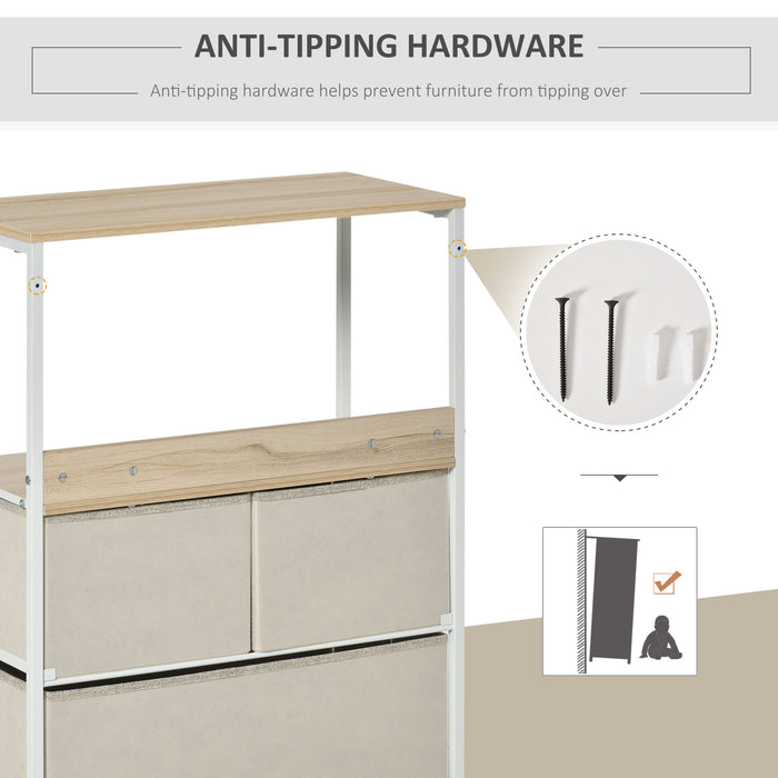 3-Drawer Fabric Storage Organizer - Bedroom and Living Room Chest of Drawers - Space-Saving Unit for Clothing and Essentials