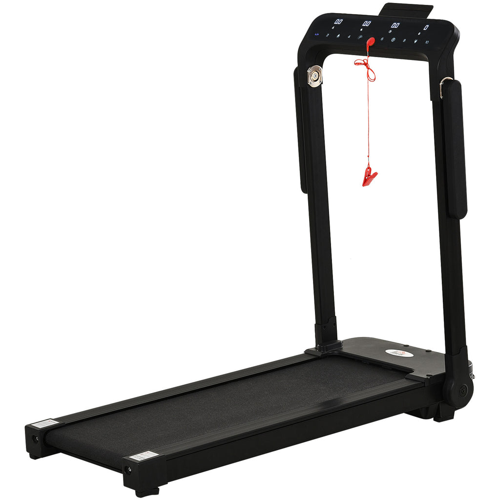 600W Motorized Treadmill with 12 Programs - High-Speed 10km/h, Safety Button, LCD Display, Foldable Design with Portable Wheels - Ideal for Home and Office Cardio Workouts