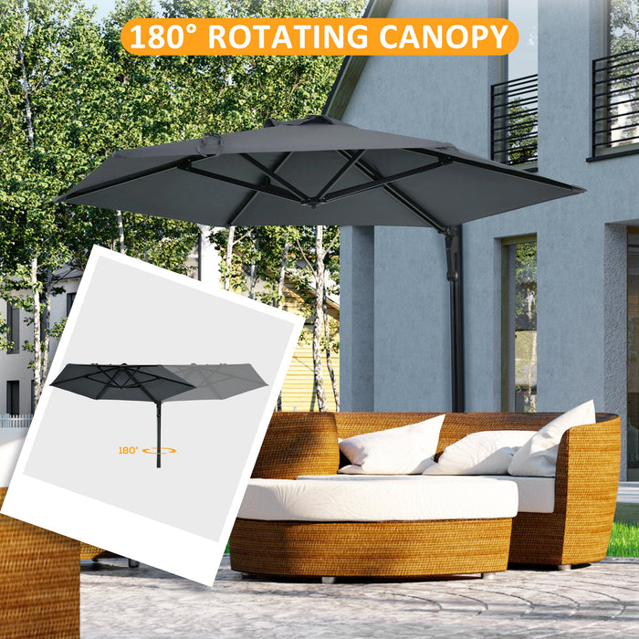 Wall Mounted Parasol with Rotatable Canopy - Easy Push, 180° Adjustable Outdoor Umbrella for Patio - Ideal for Porch, Deck, and Garden Shade, 250cm, Dark Grey