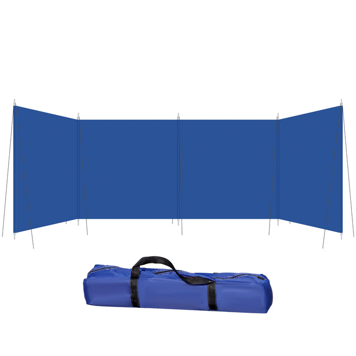 Foldable Camping Windbreak with Carry Bag - Beach Sun Screen Shelter with Steel Poles, 620cm x 150cm Privacy Wall - Ideal for Outdoor Protection and Privacy