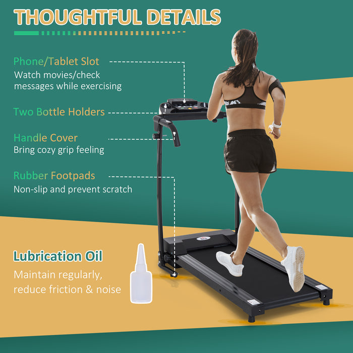 Folding Electric Treadmill - 1-10Km/h Adjustable Speed Motorised Jogger - Compact Home Fitness Equipment for Indoor Exercise & Gym Enthusiasts