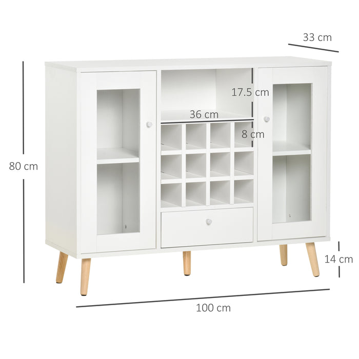 Modern Sideboard with Glass Doors - Elegant Storage Cabinet and Wine Rack - Ideal for Dining Room and Bar Organization