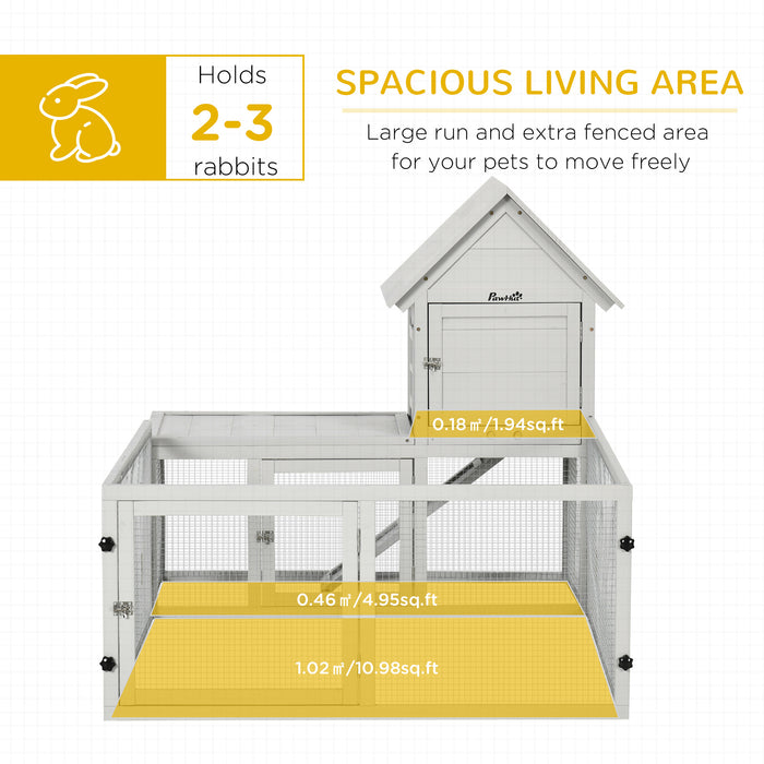 Wooden Rabbit Hutch & Spacious Guinea Pig Cage - Indoor Small Animal House with Extra Fenced Area & Slide-out Tray - Perfect for Pet Rabbits and Guinea Pigs