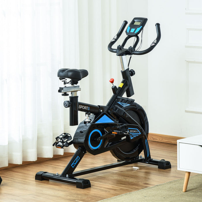 Indoor Cycling Training Bike with iPad Holder - LCD Monitor, Comfortable Seat, 13KG Flywheel for Intense Workouts - Perfect for Home Office Fitness, Black