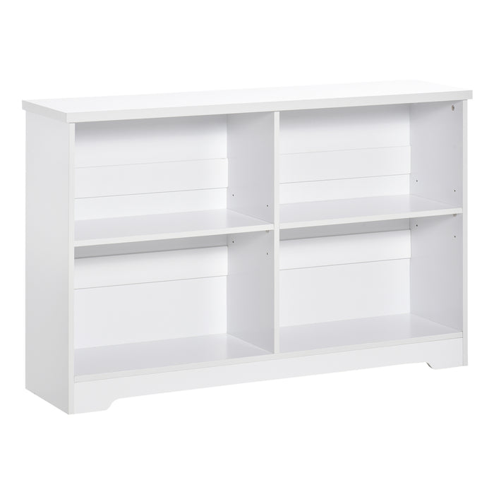 Simple Modern 4-Compartment Bookcase - 2-Tier, Adjustable Cube Shelves Storage Display Unit - Ideal for Home Office and Living Room Organization