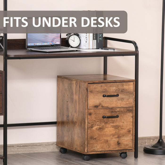 2-Drawer Mobile File Cabinet - Hanging File Folder Compatible, Rolling Storage - Home Office Organization and Space Saving Under Desk Solution
