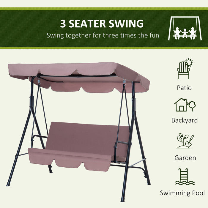 Heavy-Duty 3-Seater Canopy Swing Bench - Garden Rocking Patio Chair with Metal Frame and Top Roof - Relaxing Outdoor Furniture for Yard and Porch