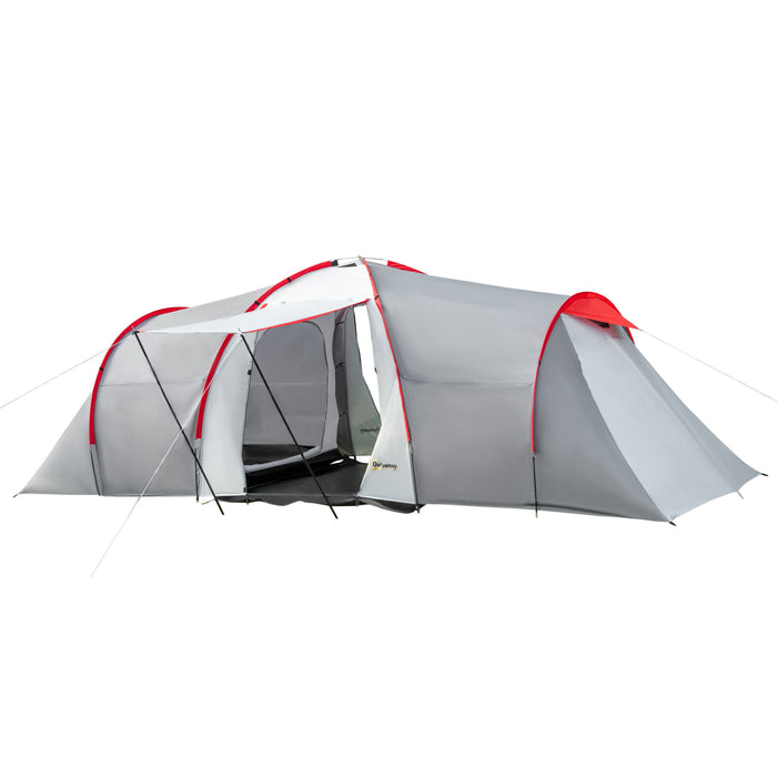 Large 4-6 Person Tunnel Tent with 2 Bedrooms - Spacious Living Area, Vestibule, Waterproof 2000mm, UV Protection UV50+ - Ideal for Family Camping and Fishing Trips, Includes Portable Bag