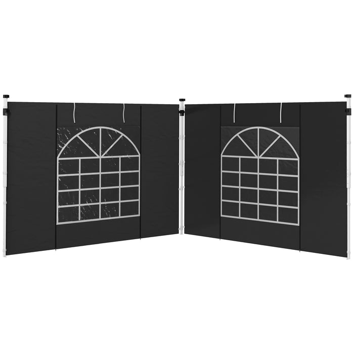 Gazebo Side Panels Replacement 2-Pack - 3x3m & 3x6m Sizes with Windows & Doors, Black - Ideal for Outdoor Shelter Privacy and Weather Protection