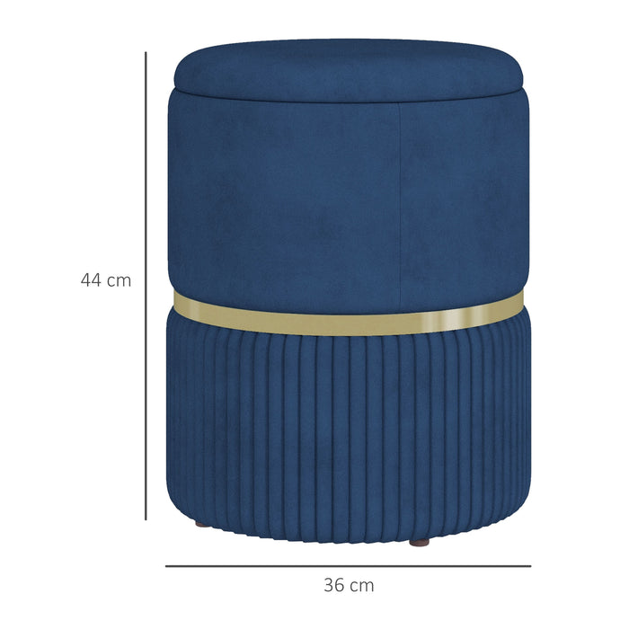 Velvet Ottoman Footstool with Storage - Luxurious Round Pouffe, Plush Fabric Upholstery with Hidden Compartment - Chic Seating Solution and Space Saver for Living Room