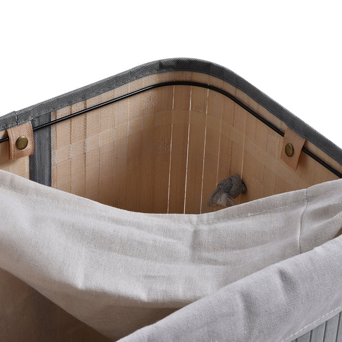 70L Natural Wood Laundry Basket - Flip Lid, Removable Liner, Handles, Base Board, Foldable & Water-Resistant - Ideal for Organizing Dirty Clothes