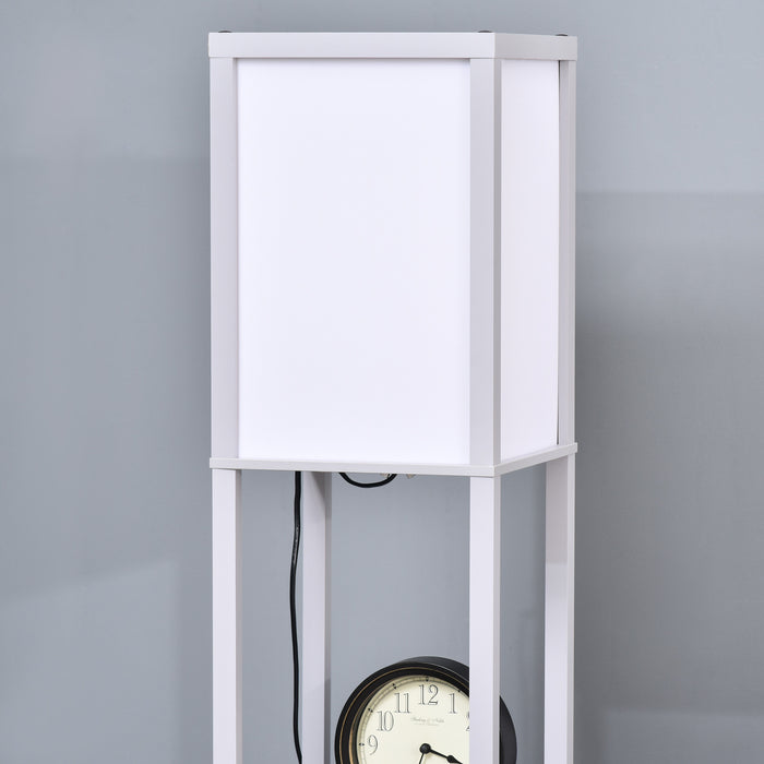 4-Tier Grey Floor Lamp with Shelf - Storage-Integrated Floor Light for Cozy Illumination - Ideal Reading Companion and Space Saver