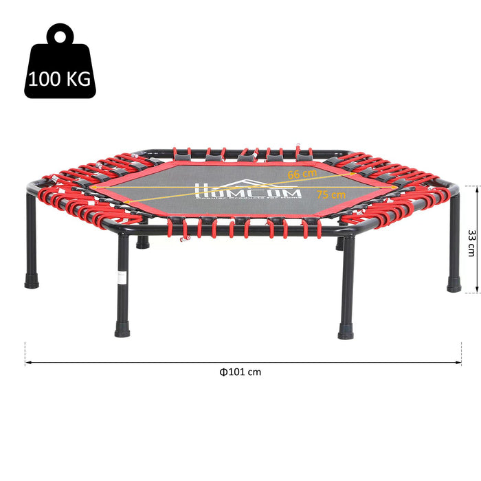 Mini Hexagon 40" Trampoline with Steel Frame - Durable Red Bounce Surface for Kids - Indoor/Outdoor Fitness Rebounder for Children