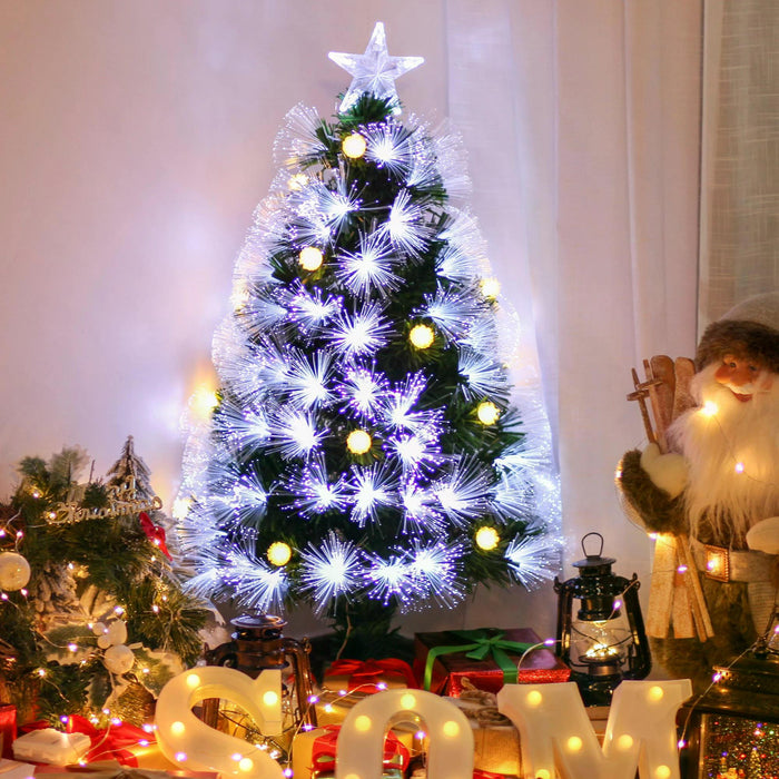 White Pre-Lit 3ft Christmas Tree with Star Topper - 90 LED Lights, Triangular Base, Full-Bodied Holiday Decor - Ideal for Small Spaces & Festive Home Ambiance