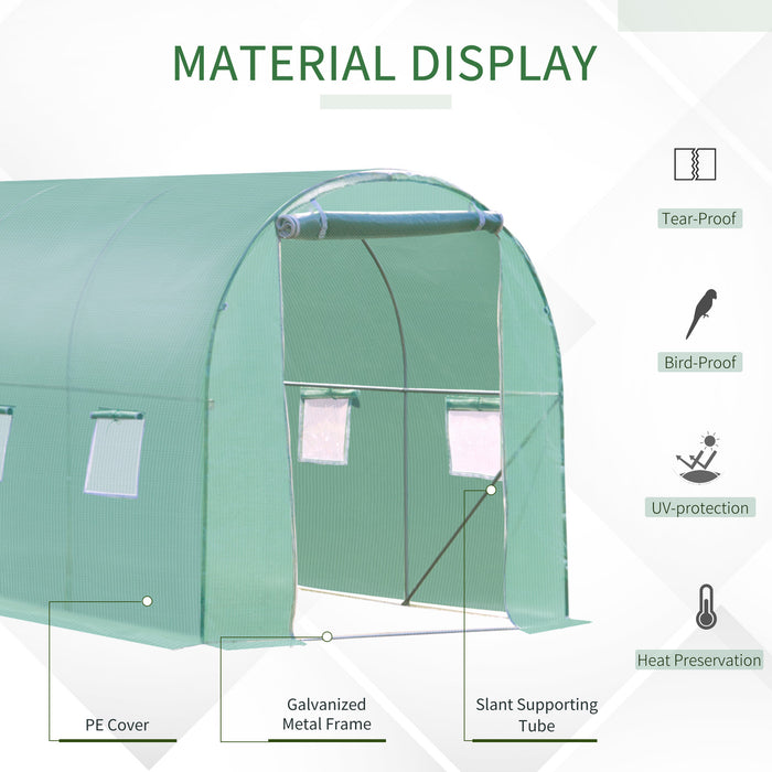 Polytunnel Walk-In Greenhouse - 3x2M Outdoor Garden Structure with Windows and Door - Ideal for Plant Growth and Protection