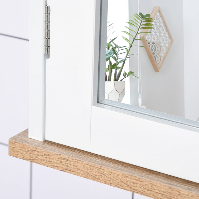 Wall-Mounted Bathroom Mirror Cabinet with Double Doors - Adjustable Shelf Storage Cupboard - Space-Saving Organizer for Restroom Essentials