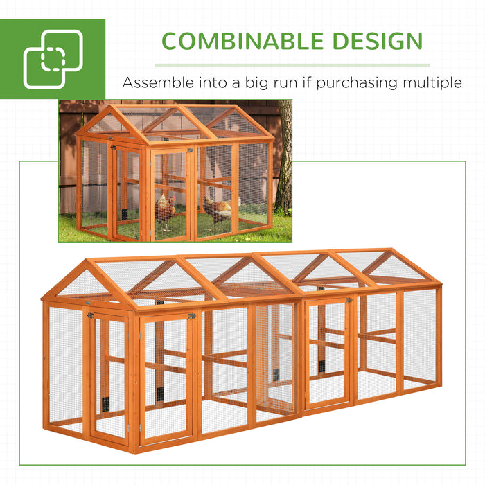 Wooden Chicken Run Coop - 1-3 Chickens Hen House with Combinable Duck Pen, Outdoor Use, Orange - Ideal for Small Poultry Owners