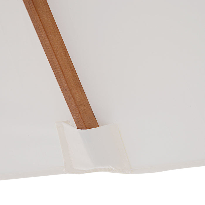 2m x 1.5m Cream White Patio Umbrella - Fir Wooden Pole, 6-Rib Sunshade Canopy with Tilt Mechanism - Ideal for Outdoor Garden and Backyard Relaxation