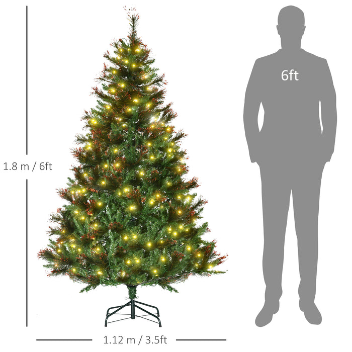 1.8m Festive Pre-Lit Artificial Christmas Tree - Sturdy Metal Base, Lush Green Pine Effect - Ideal Holiday Decoration for Home and Office