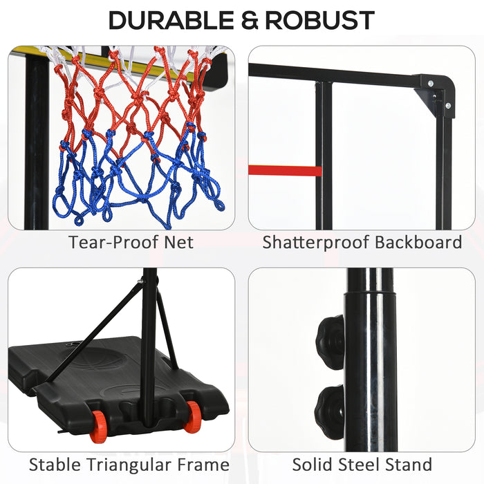 Kids Height-Adjustable Basketball Hoop System - Sturdy Backboard, Weighted Base, Portable Wheels, 1.8-2m Range - Perfect for Young Athletes and Family Fun