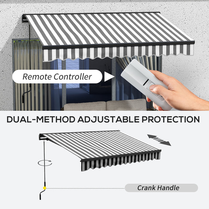 Aluminium Frame Electric Awning 3x2m - Retractable Sun Canopy for Patio Doors and Windows, Grey/White Design - Outdoor Shade Solution for Homeowners