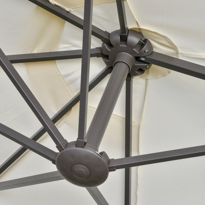 Double-Sided 4.6m Garden Parasol - Patio Sun Umbrella with Market Shelter Canopy & Cross Base in Off White - Ideal Shade Solution for Outdoor Entertaining