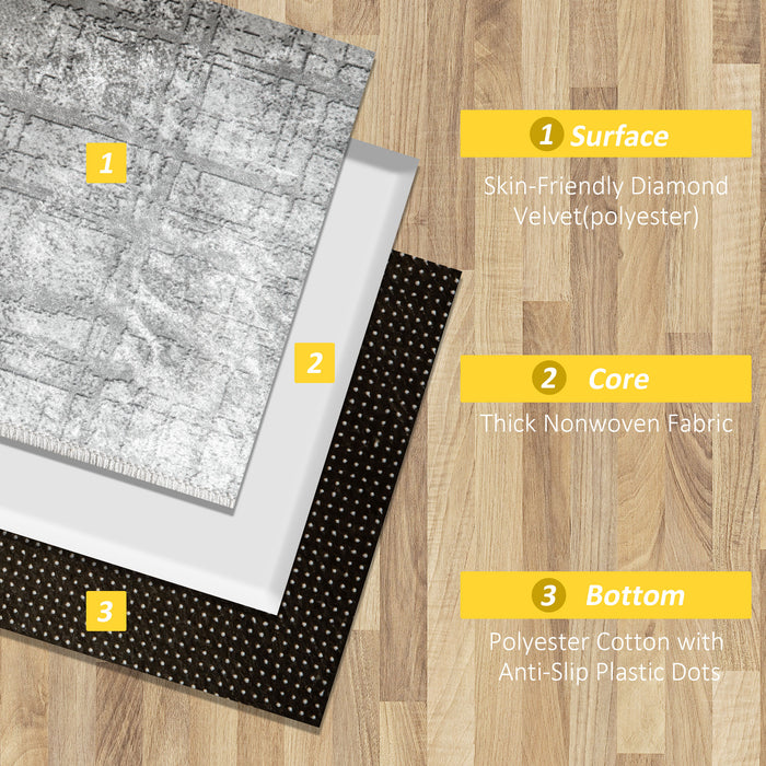 Modern Abstract Grey Rug - Stylish Decorative Area Carpet for Home - Ideal for Living Room, Bedroom, Dining Room, 150 x 80 cm