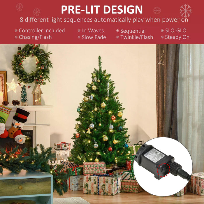 Warm White LED-Lit Artificial Christmas Tree - 5ft Pre-lit Holiday Home Decor with Warm Lights - Ideal for Festive Xmas Ambiance