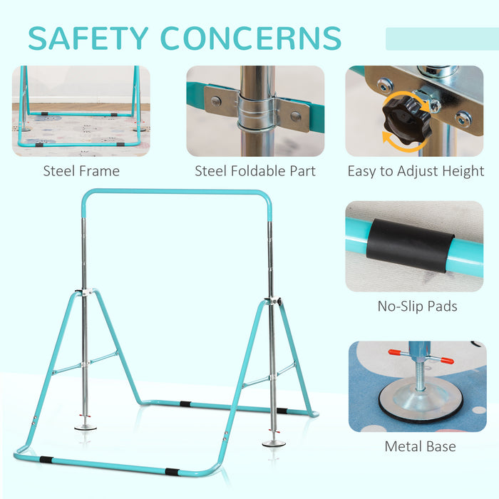 Foldable Kids Gymnastics Bar with Adjustable Height - Sturdy Horizontal Training Bar with Triangle Base - Perfect for Young Gymnasts at Home