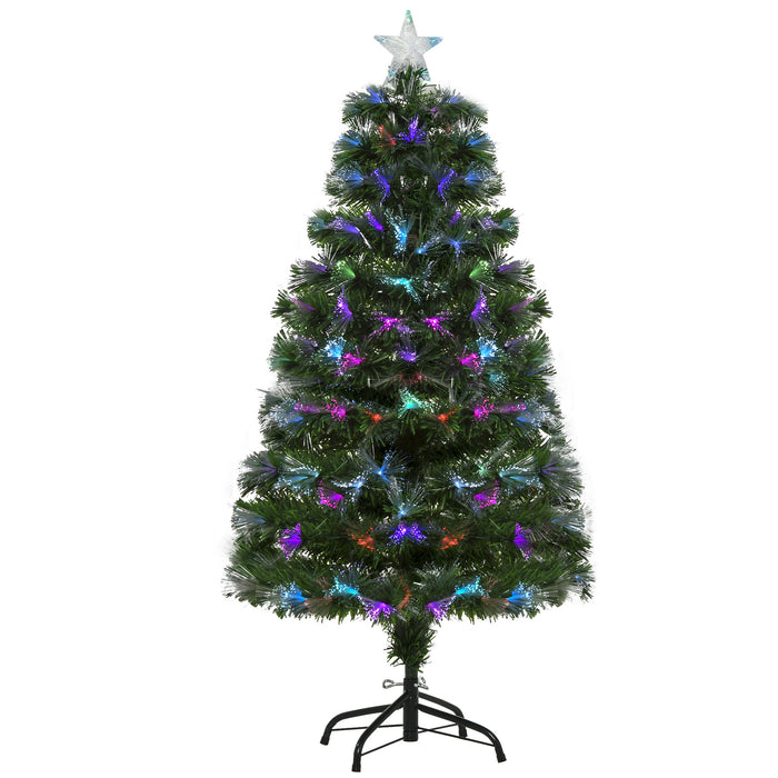HOMCM 1.2m Fiber Optic Tree - LED Pre-Lit Christmas Decoration with Colorful Lights and Flash Mode - Festive Accent for Holiday Home Ambiance