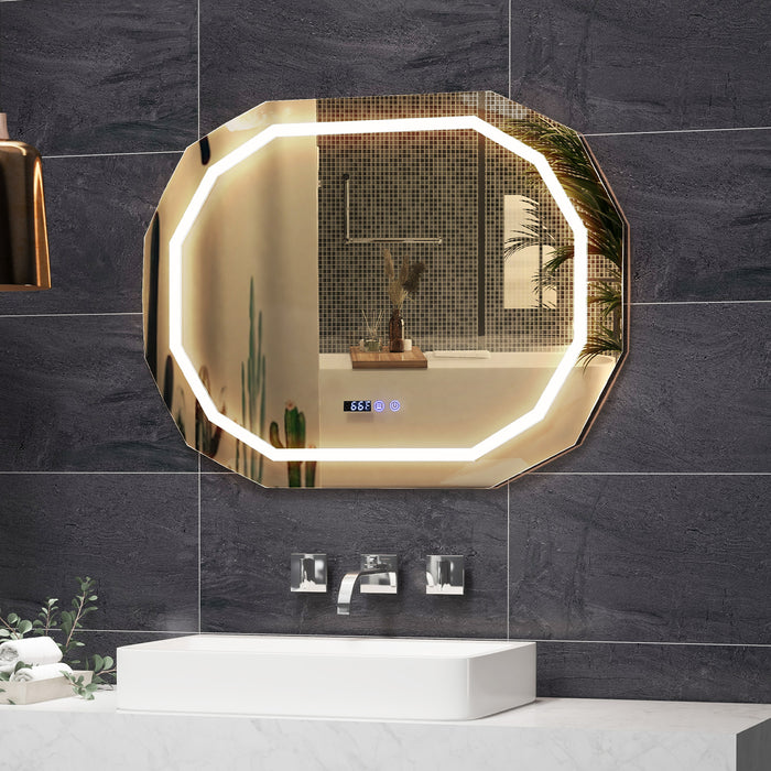 LED Bathroom Mirror with Anti-Fog Features - 3 Color Lighting Options - Suitable for Modern Bathroom Upgrades