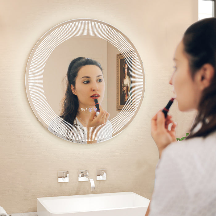 Vanity Makeup Mirror - Wall-Mounted, 3-Color Dimmable Lights with Touch Switch - Ideal for Beauty Enthusiasts and Makeup Artists
