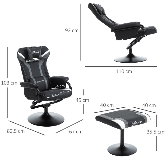 Racing Style Recliner Gaming Chair Set with Footrest - Ergonomic Video Game Seat with Headrest & Lumbar Support, Adjustable Backrest - Comfortable Gaming and Relaxation for Enthusiasts